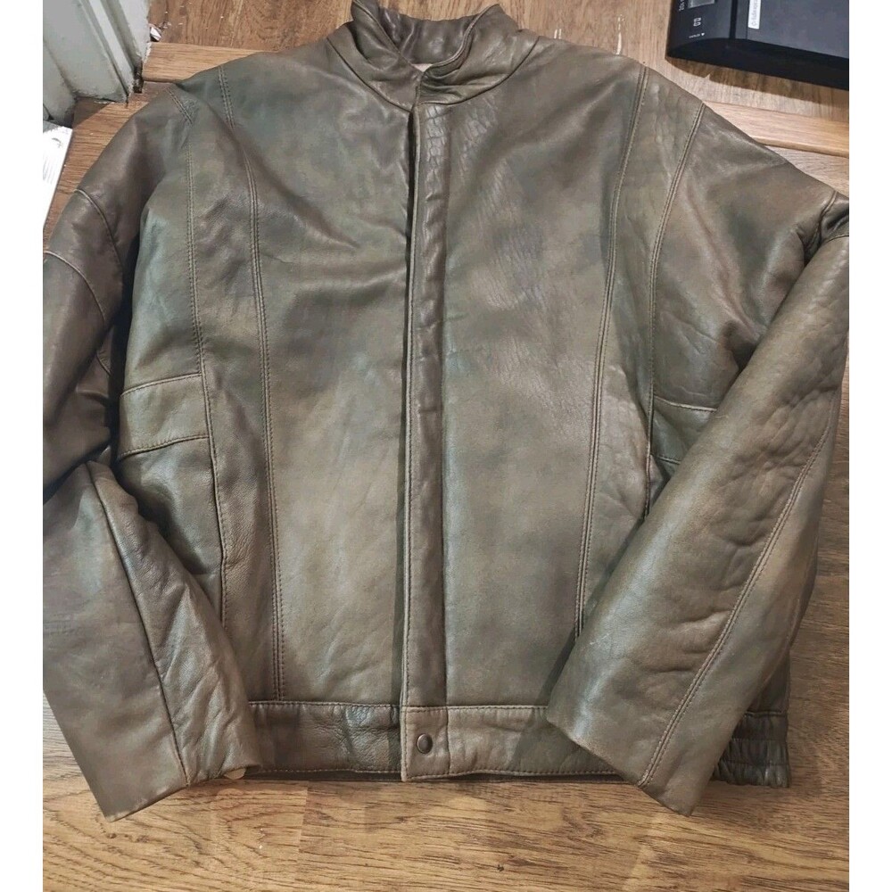 VTG Remy Men's Size 42 Soft Lambskin Leather Bomber Jacket Brown Made USA